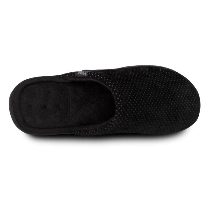 Isotoner Mens Perforated Suedette Mule Slipper Black Extra Image 4